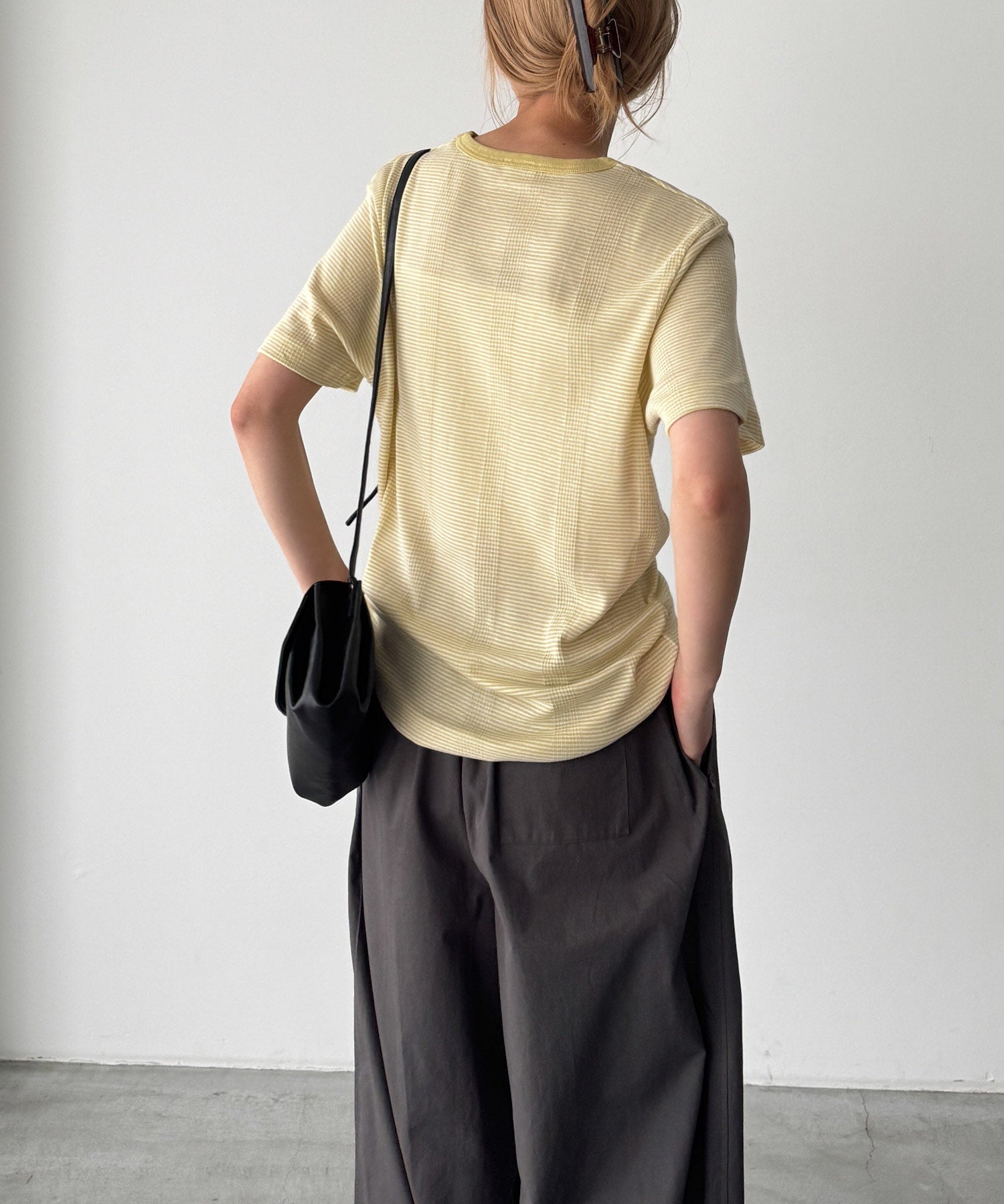 パネルリブクルーネックTシャツ
