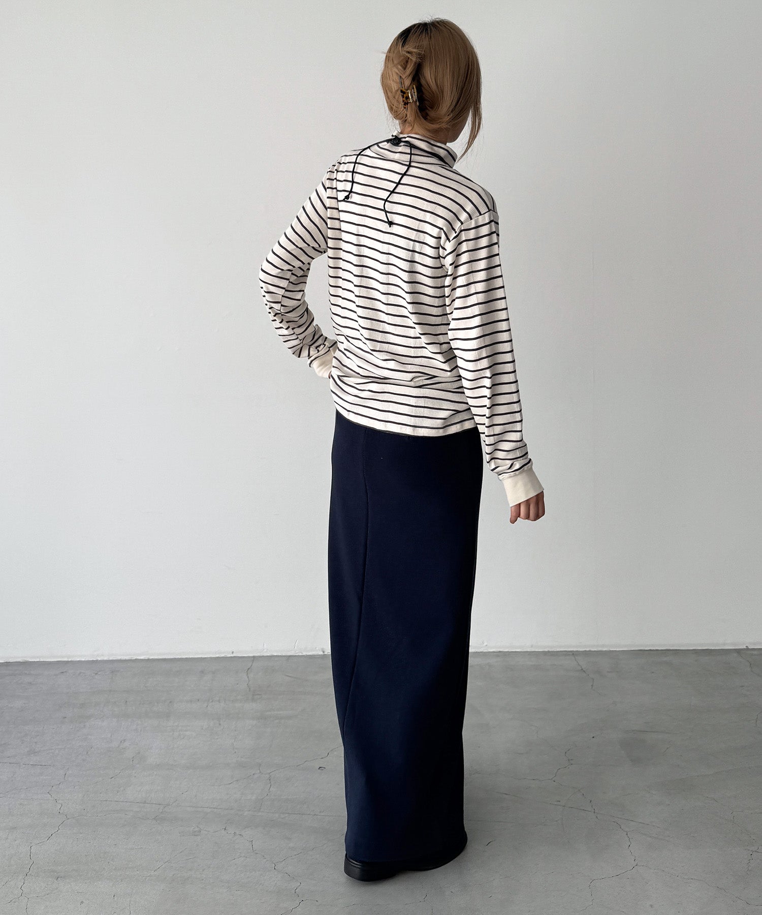 パネルリブタートルネックT