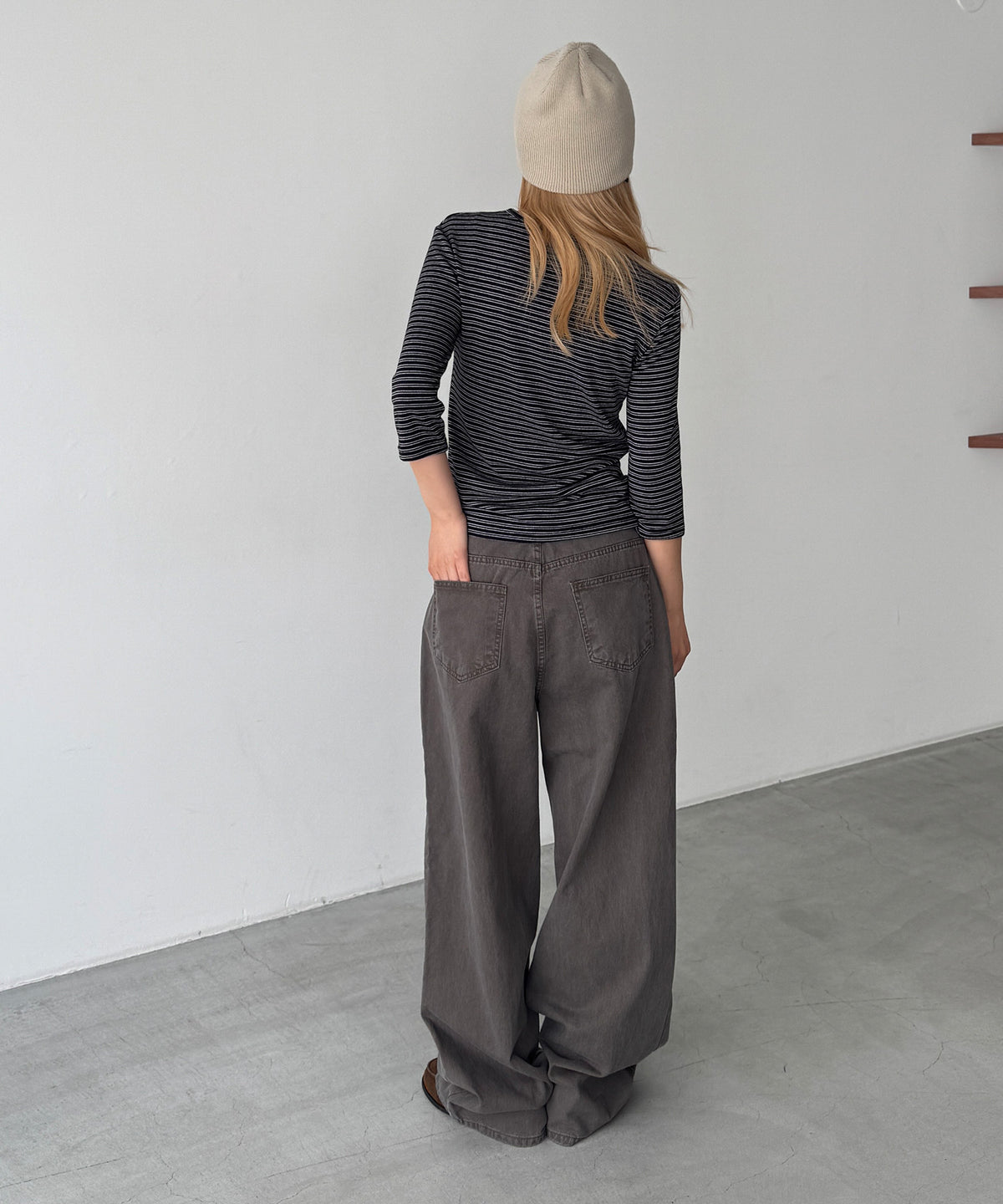 ナローボーダー7分袖Tシャツ