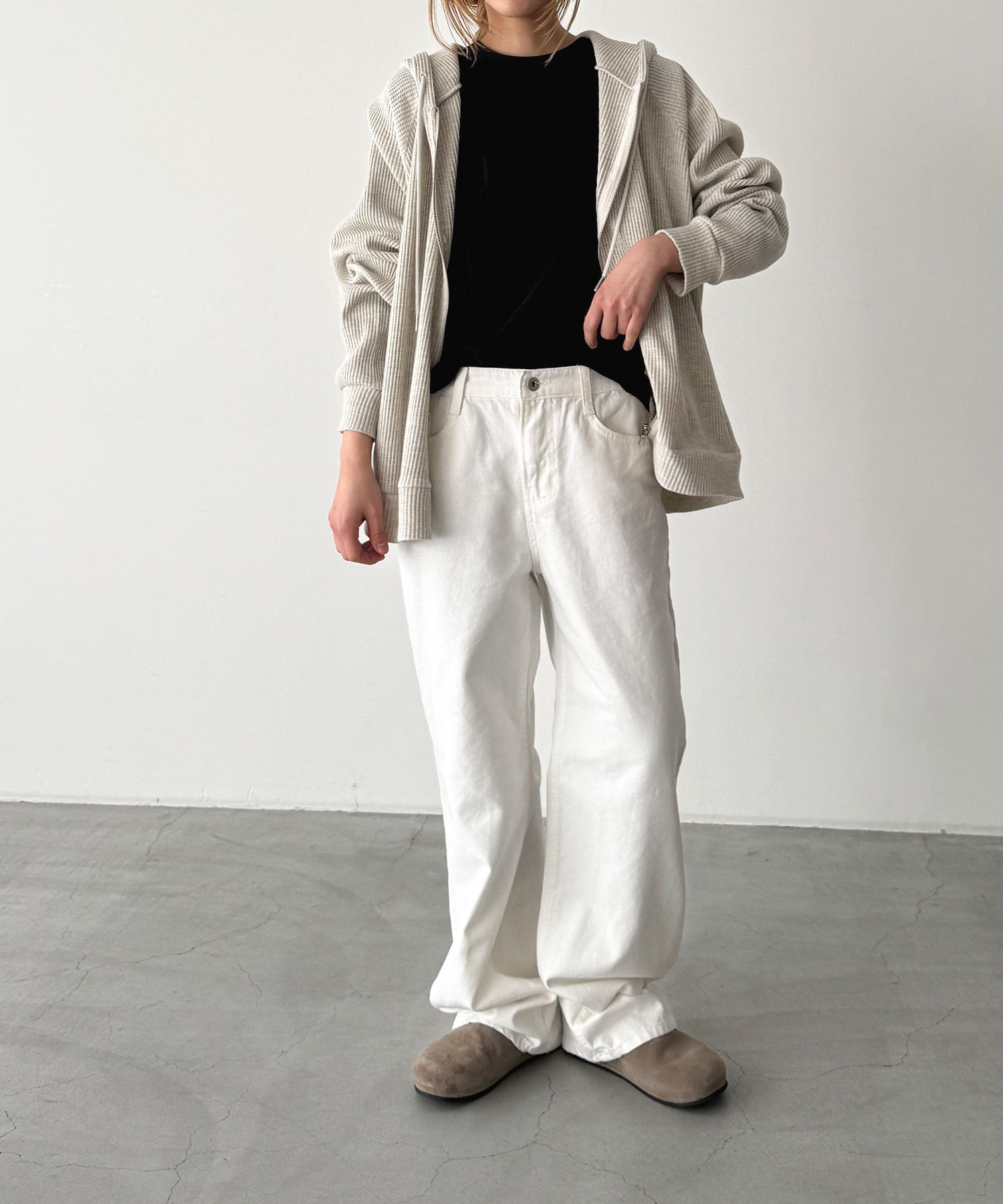 コットンクルーネックロンT