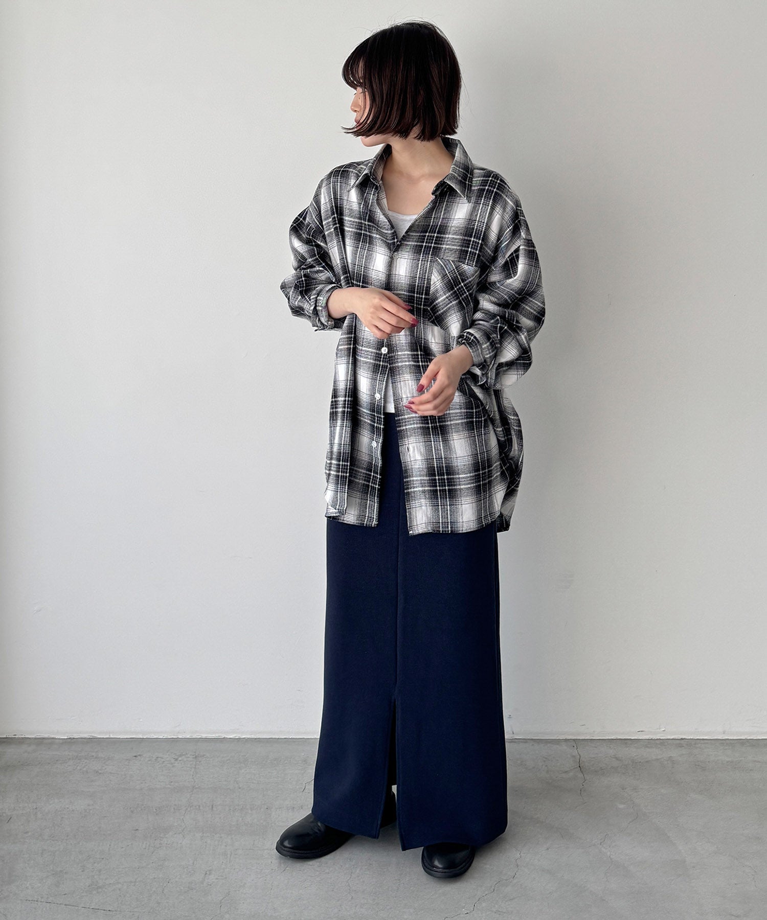 起毛チェックシャツ
