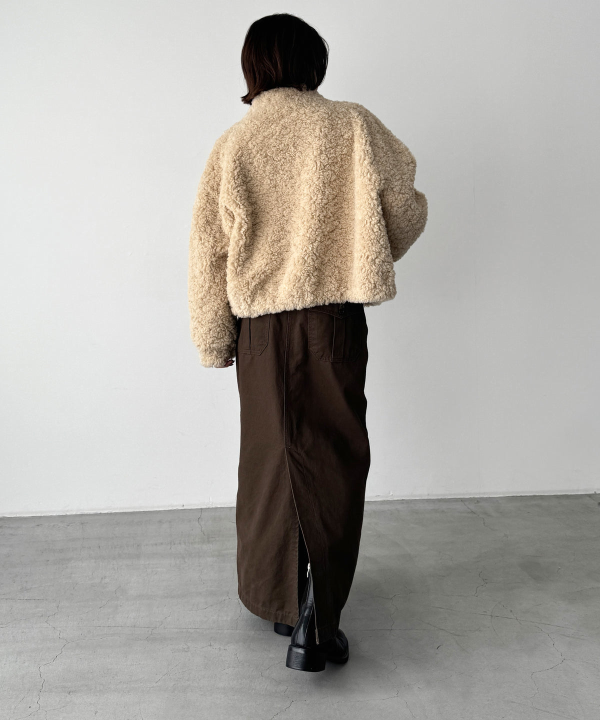 スタンドカラーボアZIPジャケット