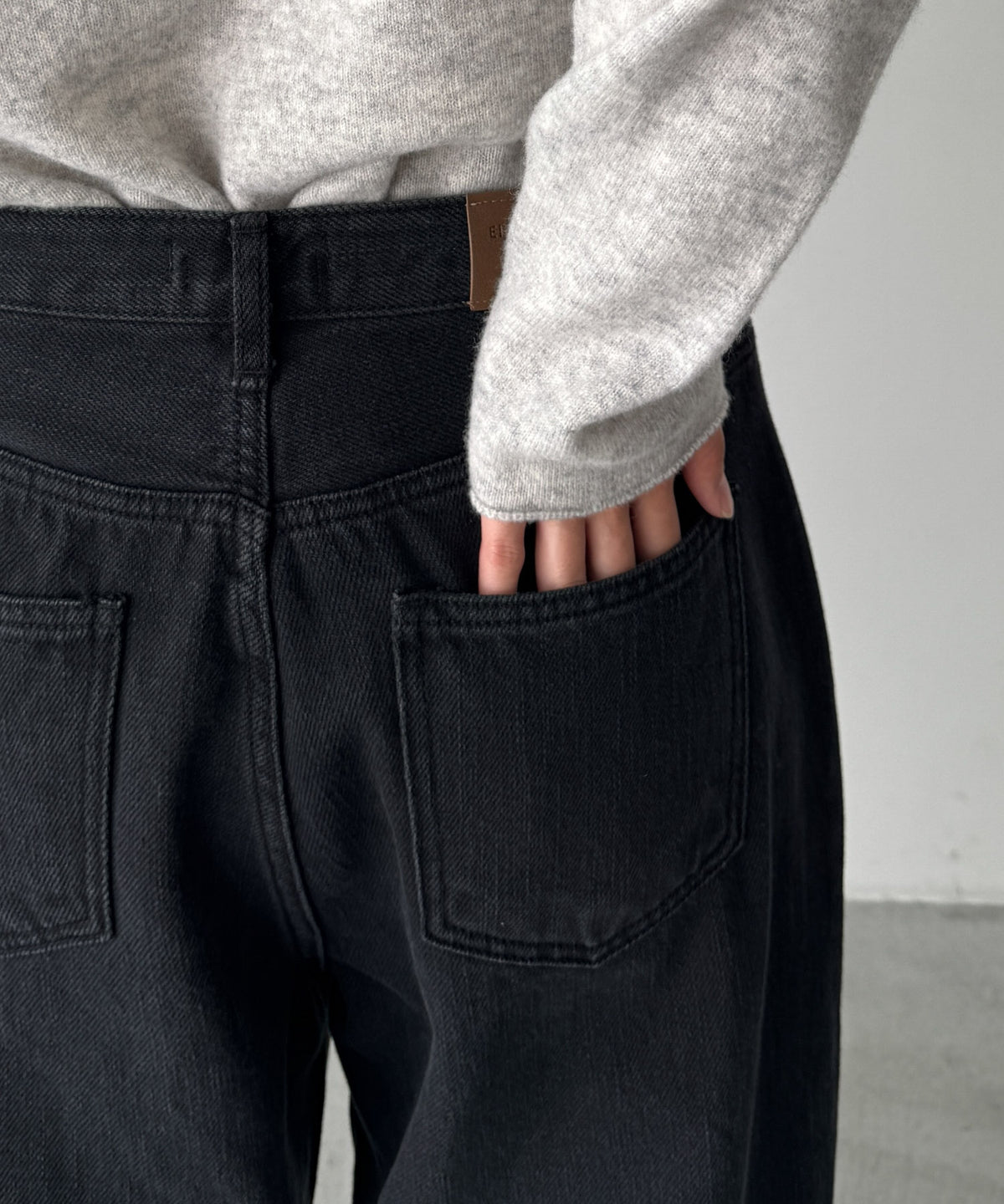 ウエストボタンワイドデニムパンツ 614