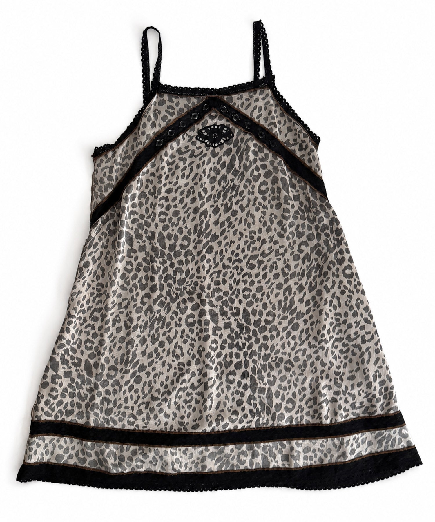 レオパードレーススリップドレス