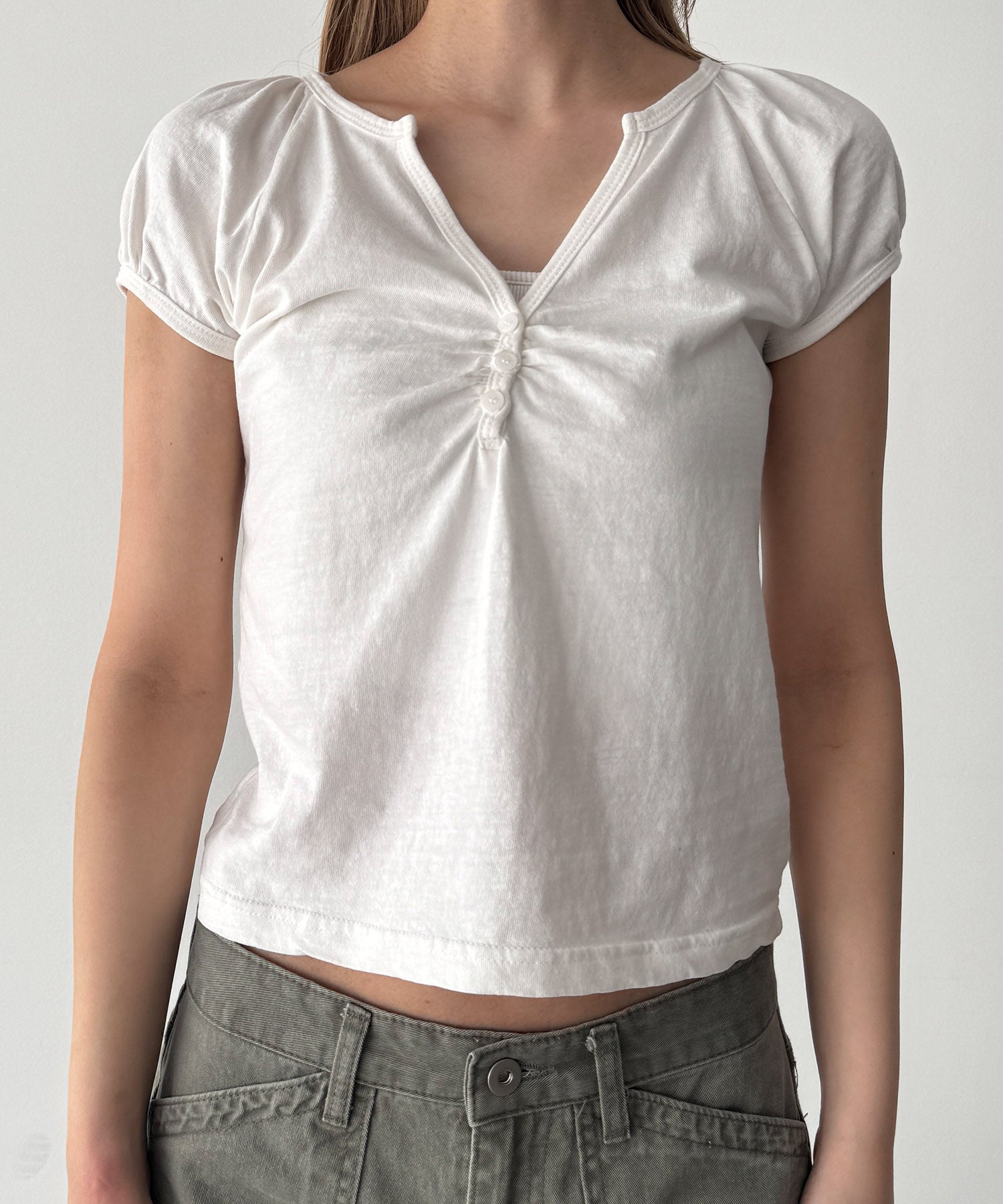 胸シャーリングTシャツ