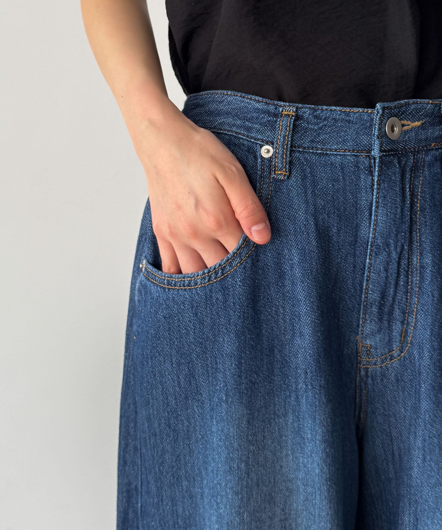 ライトオンスワイドストレートデニムパンツ 610
