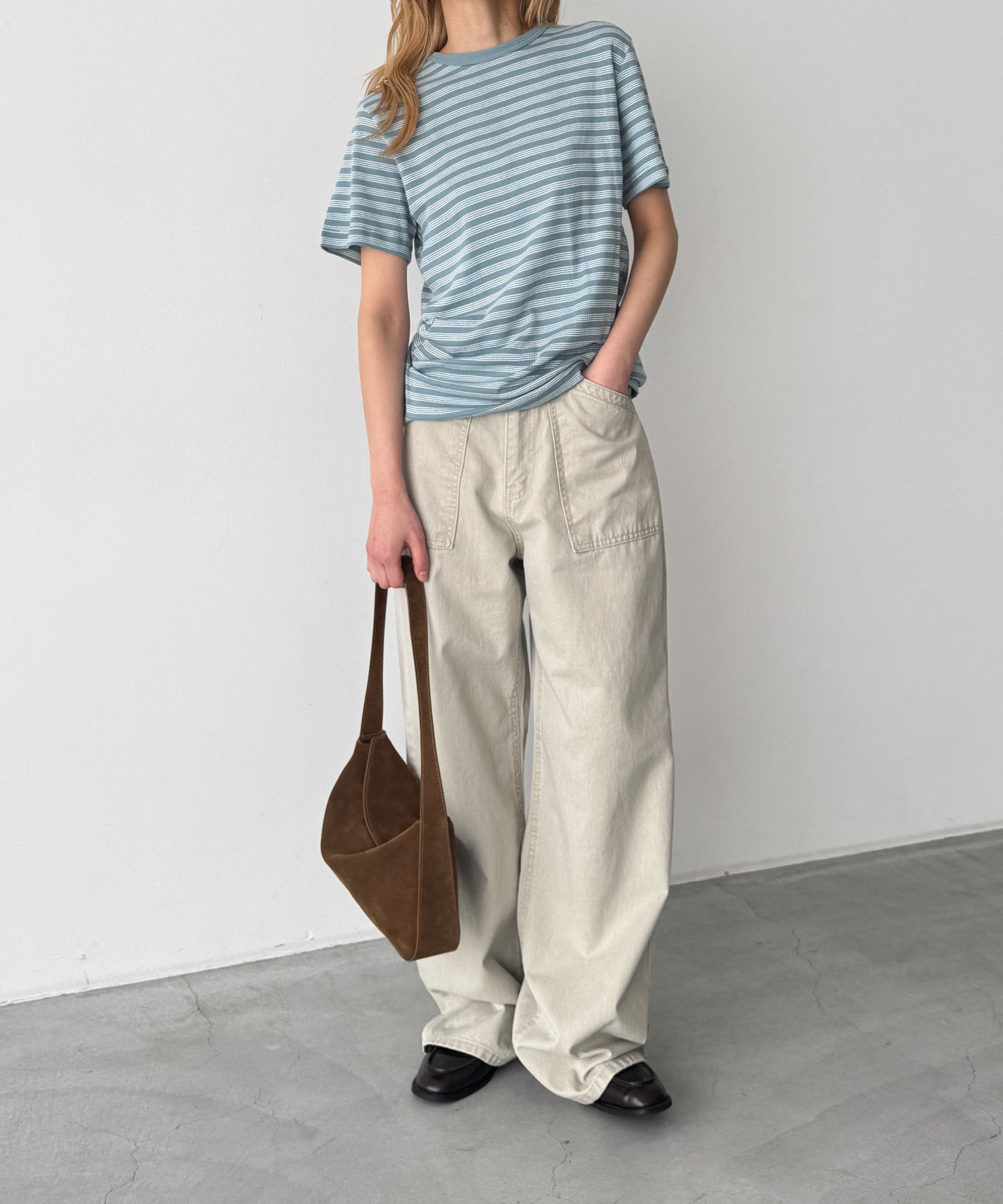 パネルリブクルーネックTシャツ