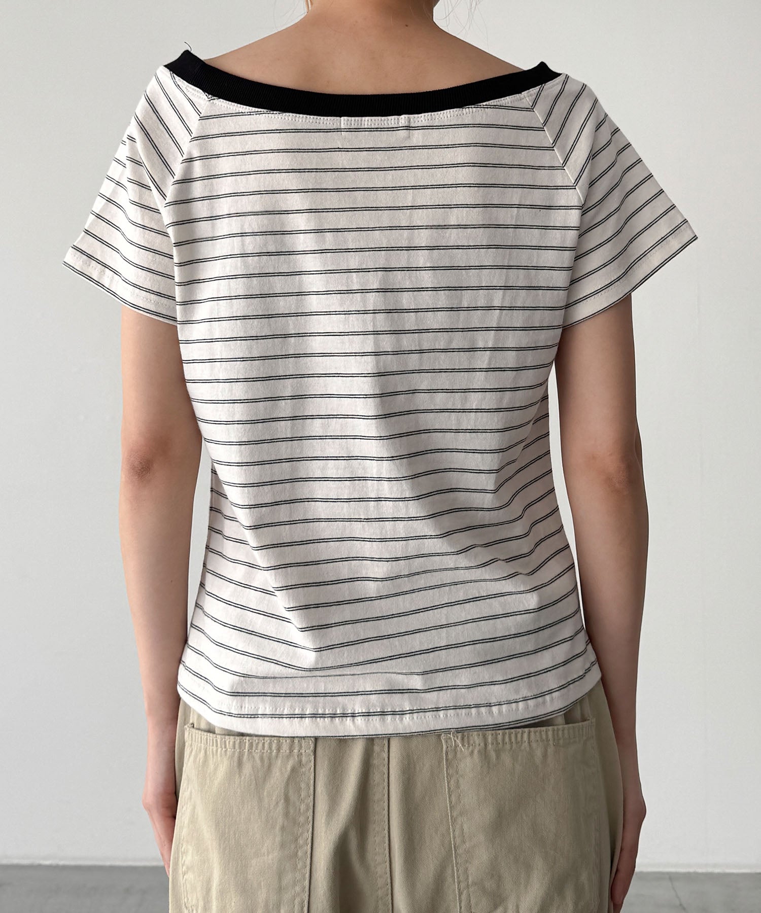 リンガーボーダーオフショルTシャツ