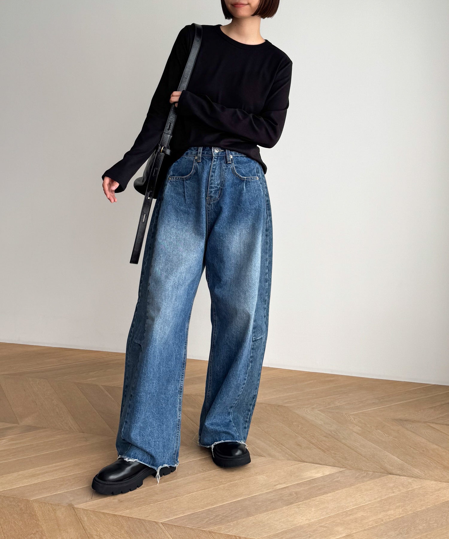 コットンストレッチロングTシャツ