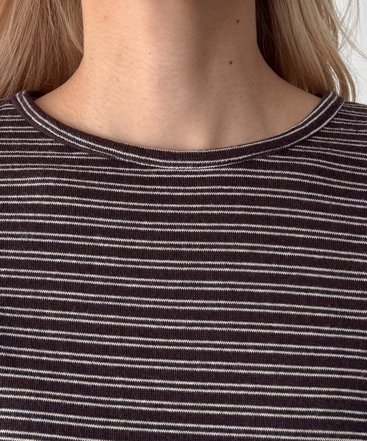 ナローボーダー7分袖Tシャツ