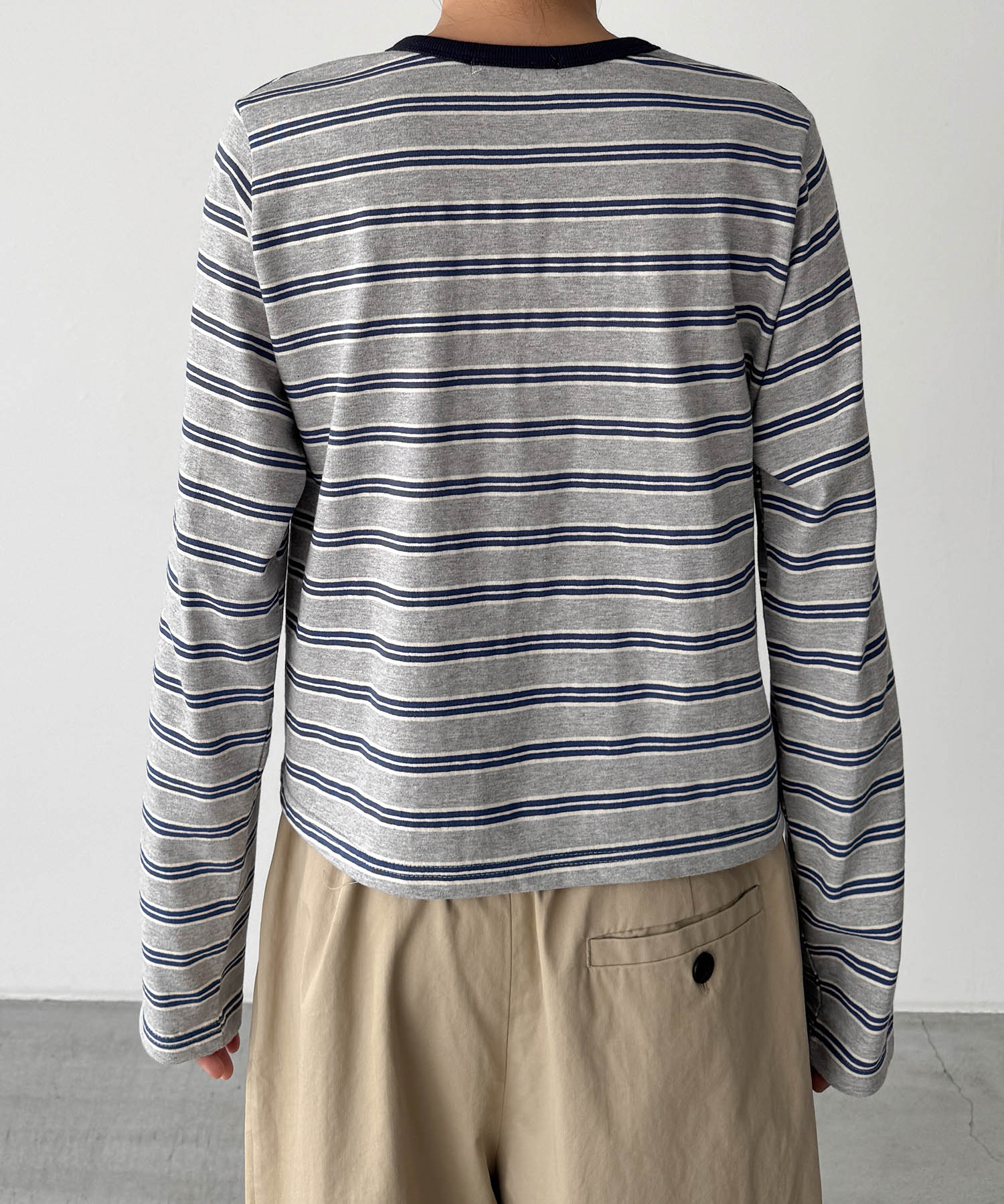 マルチボーダーロングTシャツ