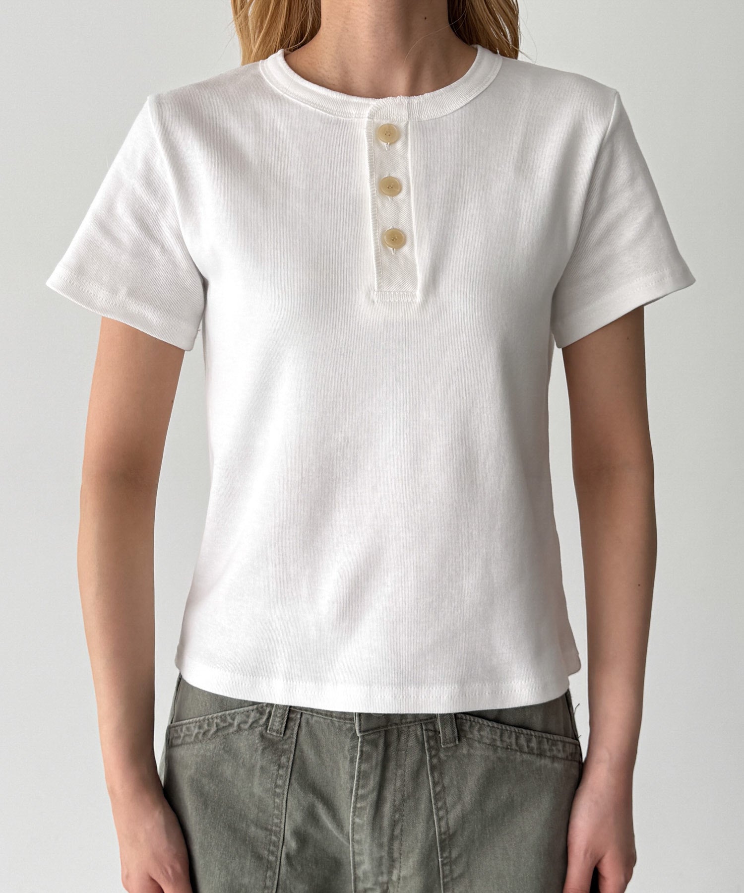 ヴィンテージコットンヘンリー半袖Tシャツ