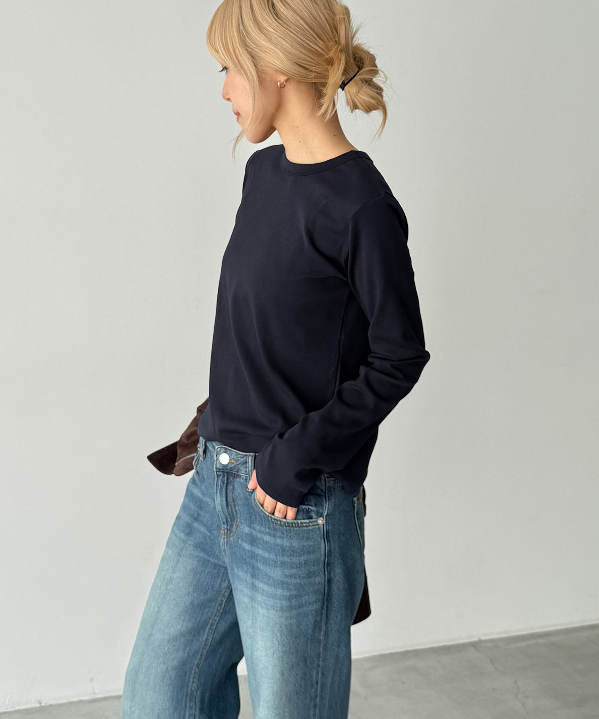 コットンストレッチロングTシャツ