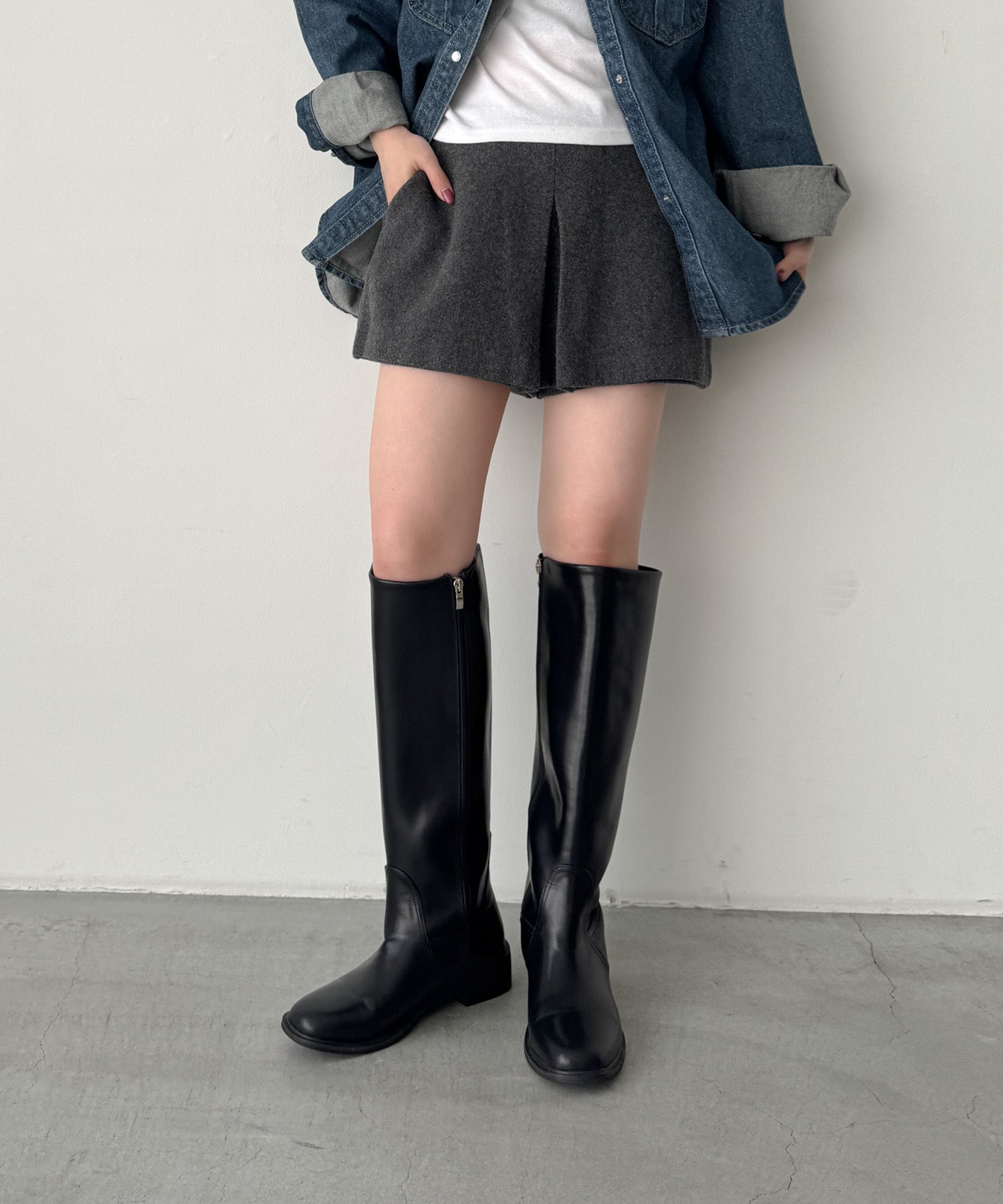 レザーロングブーツ