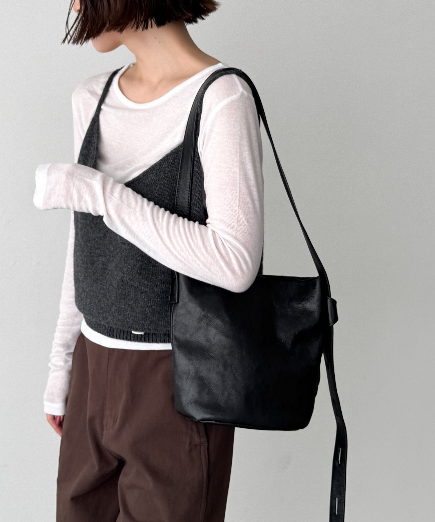 レザーミニバケツショルダーバッグ