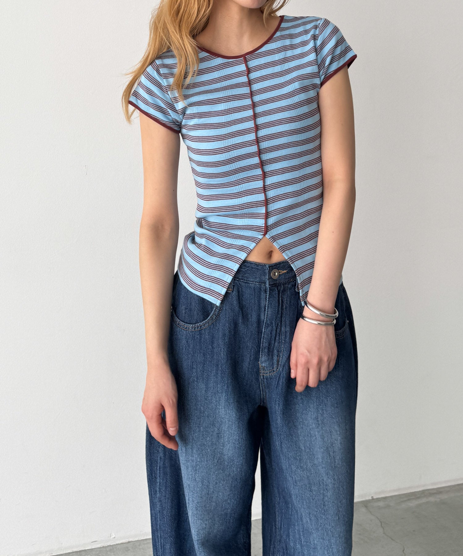 パネルリブスリットTシャツ