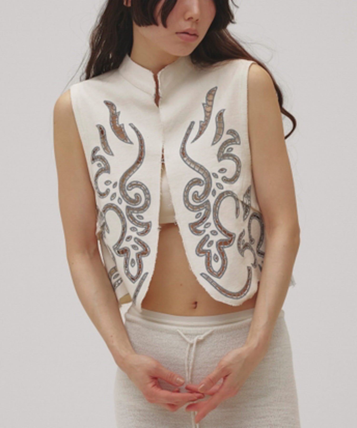 Cut Lace Twill Vest カットレースツイルベスト/12610430