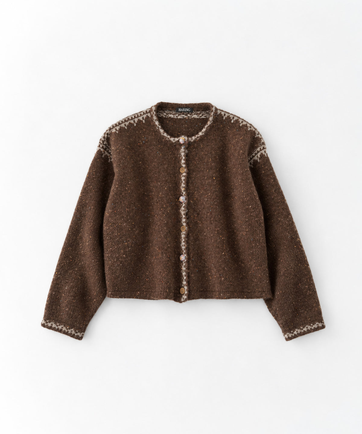 刺繍トリムニットカーディガン