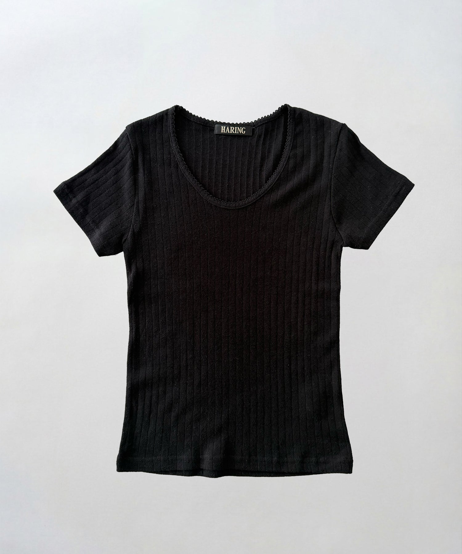 ピコレースアイレットラウンドTシャツ