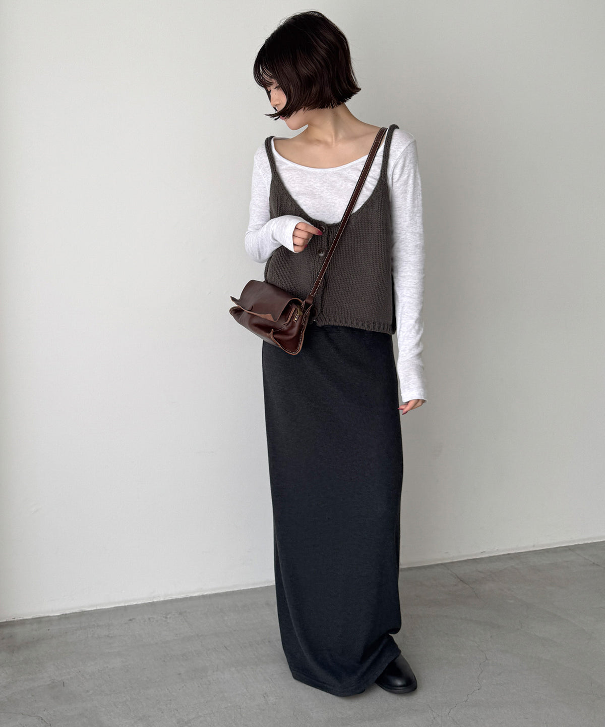 レクタングルレザーショルダーバッグ