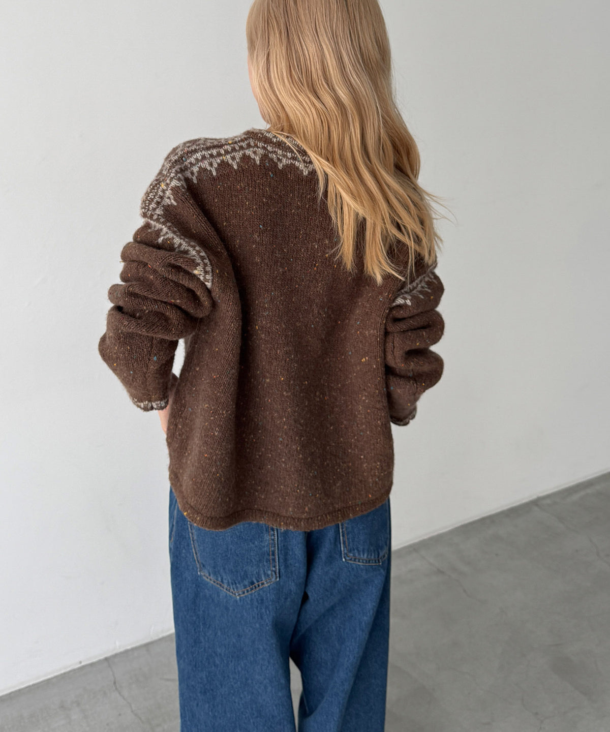 刺繍トリムニットカーディガン