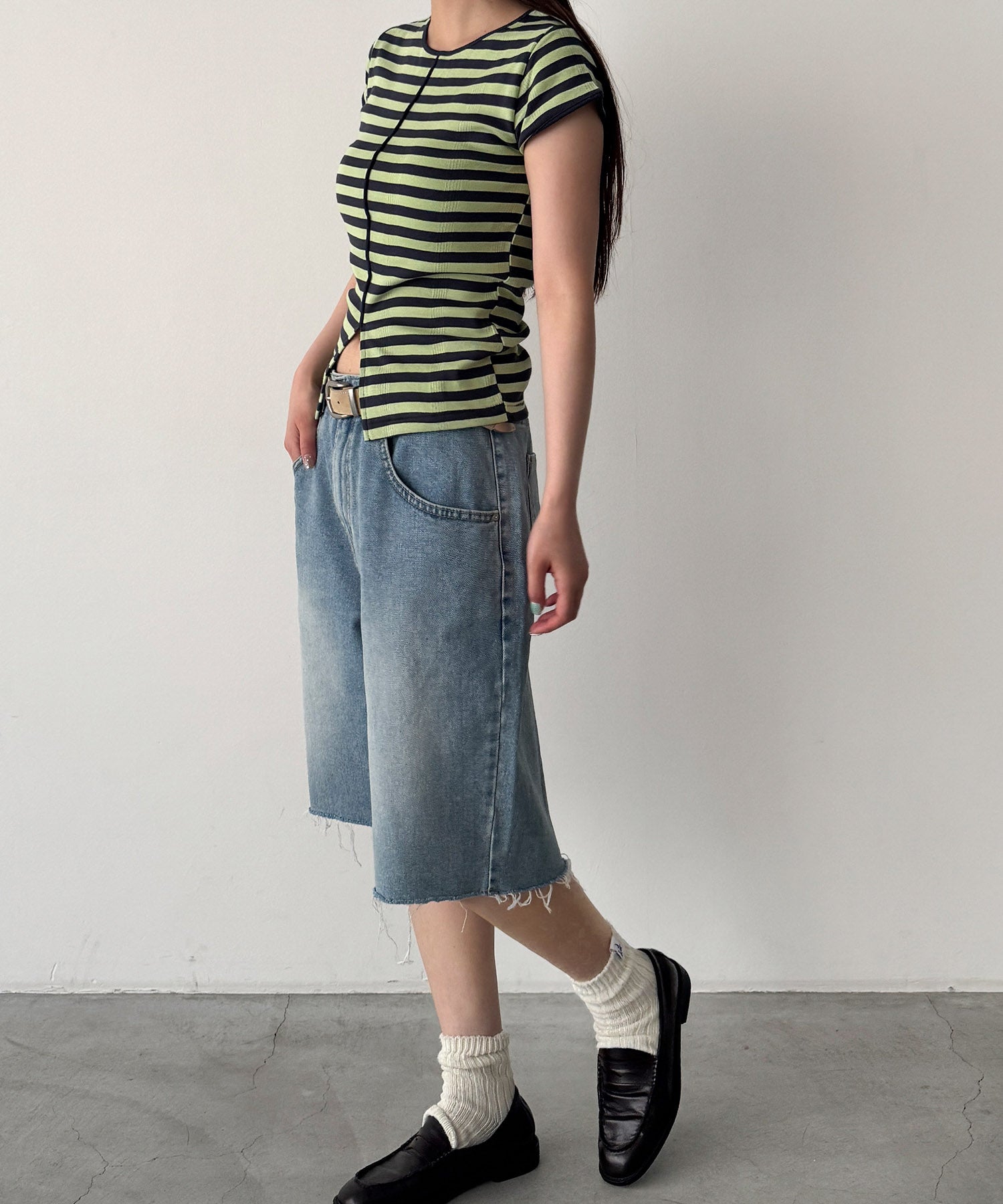 パネルリブスリットTシャツ