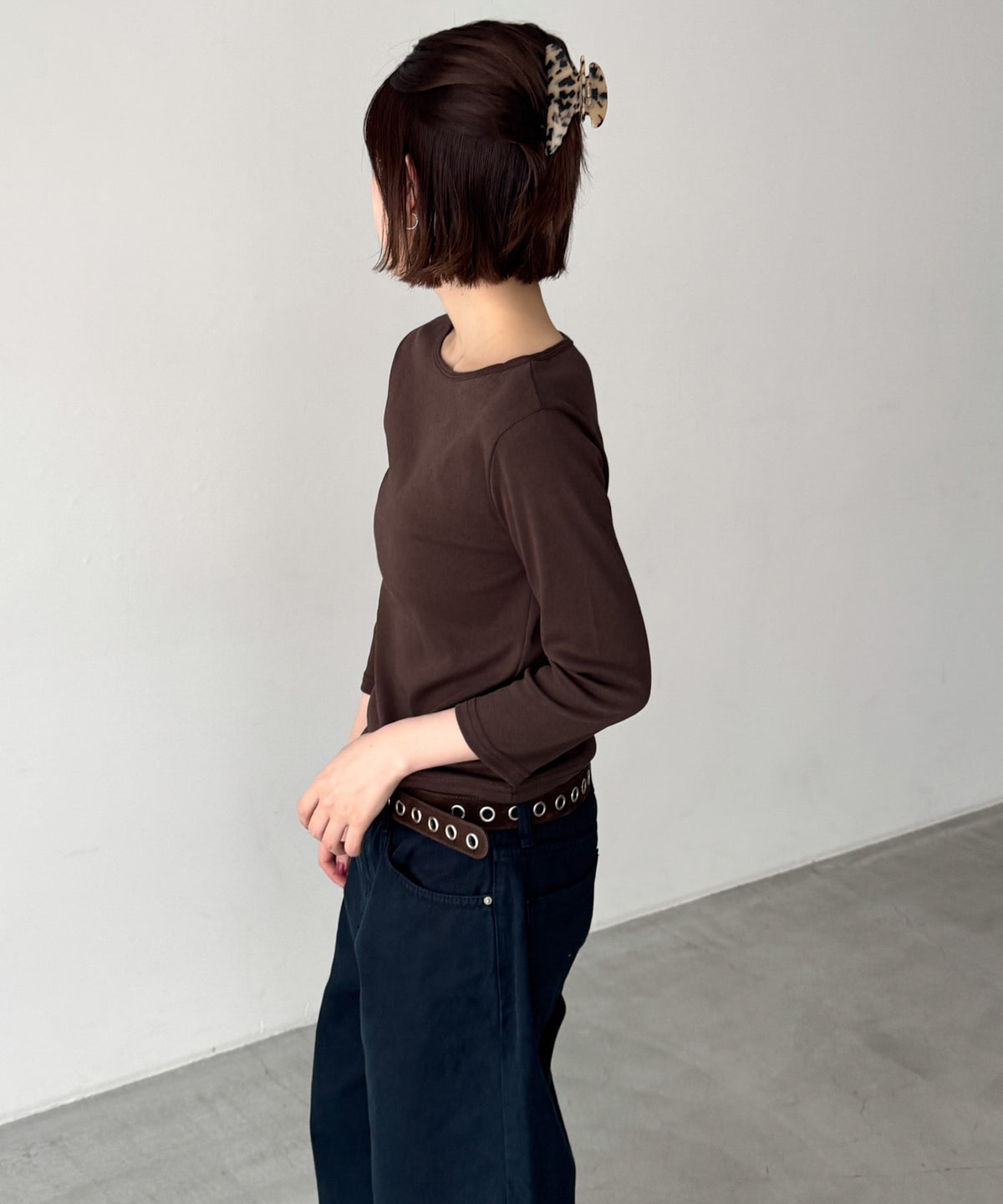 リブボート7分袖Tシャツ