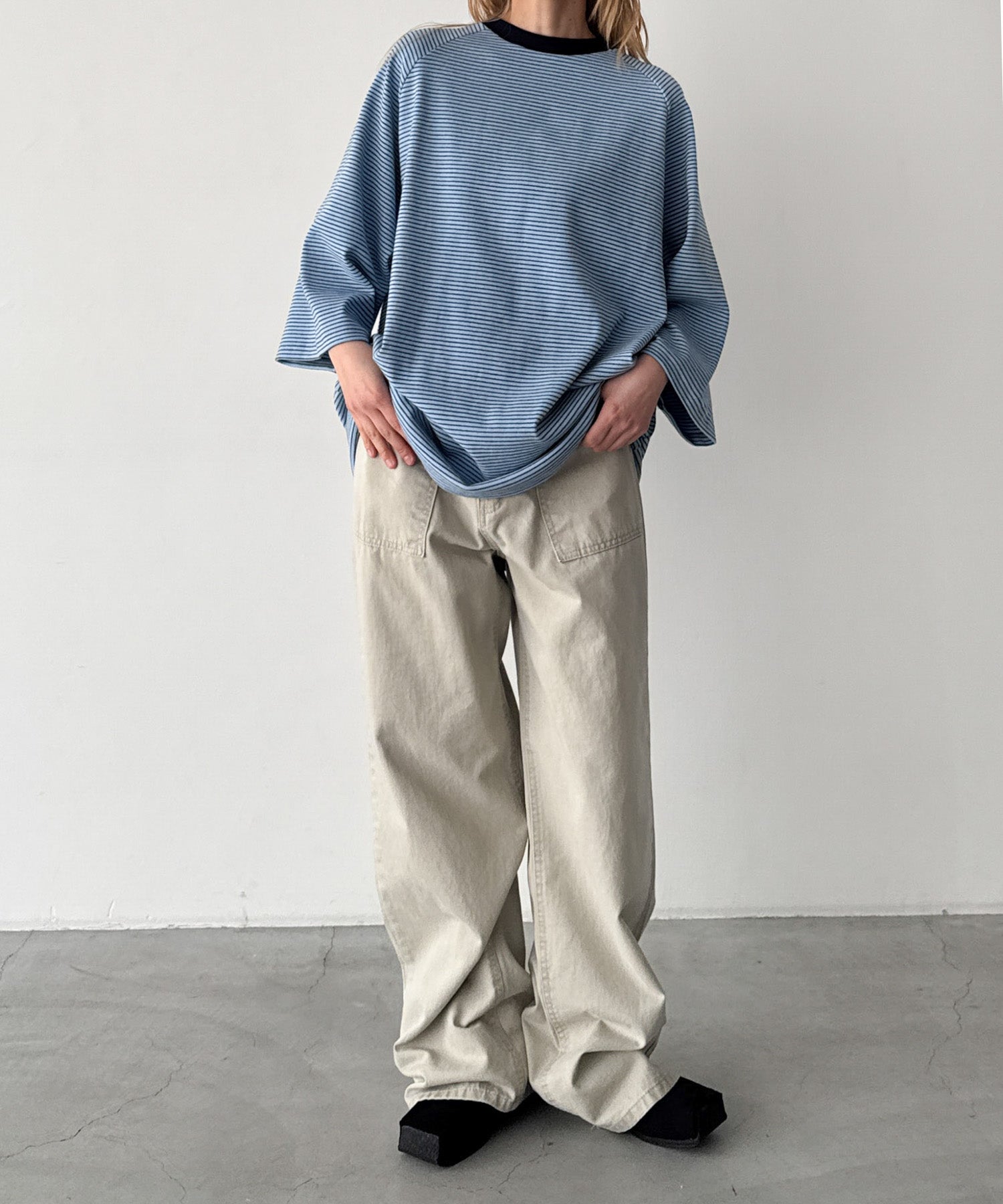 ナローボーダーラグランTシャツ