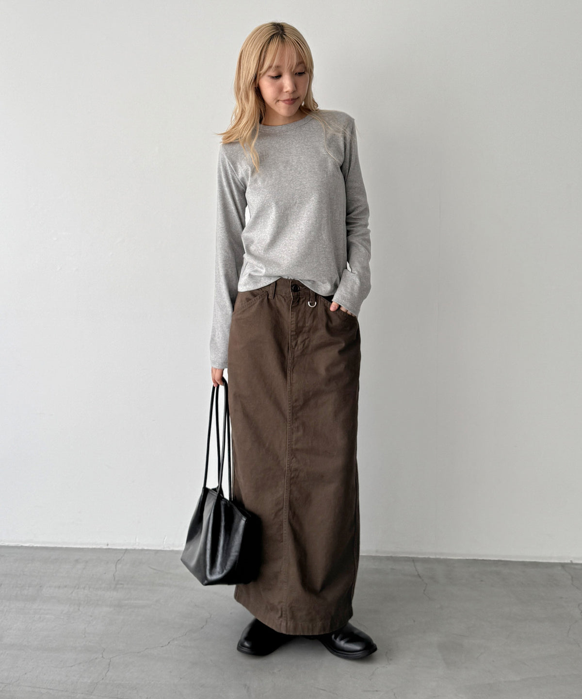 コットンストレッチロングTシャツ