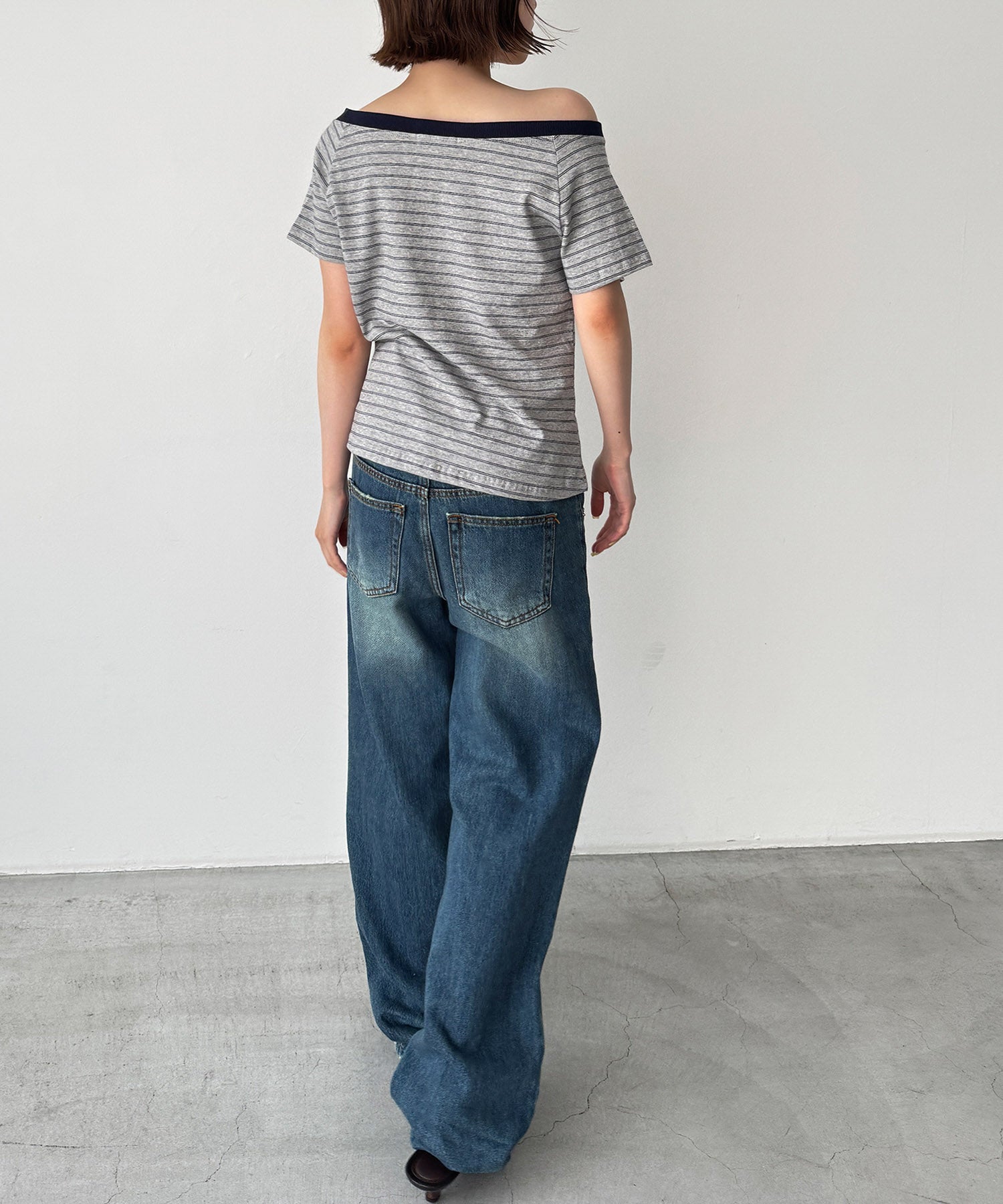 リンガーボーダーオフショルTシャツ