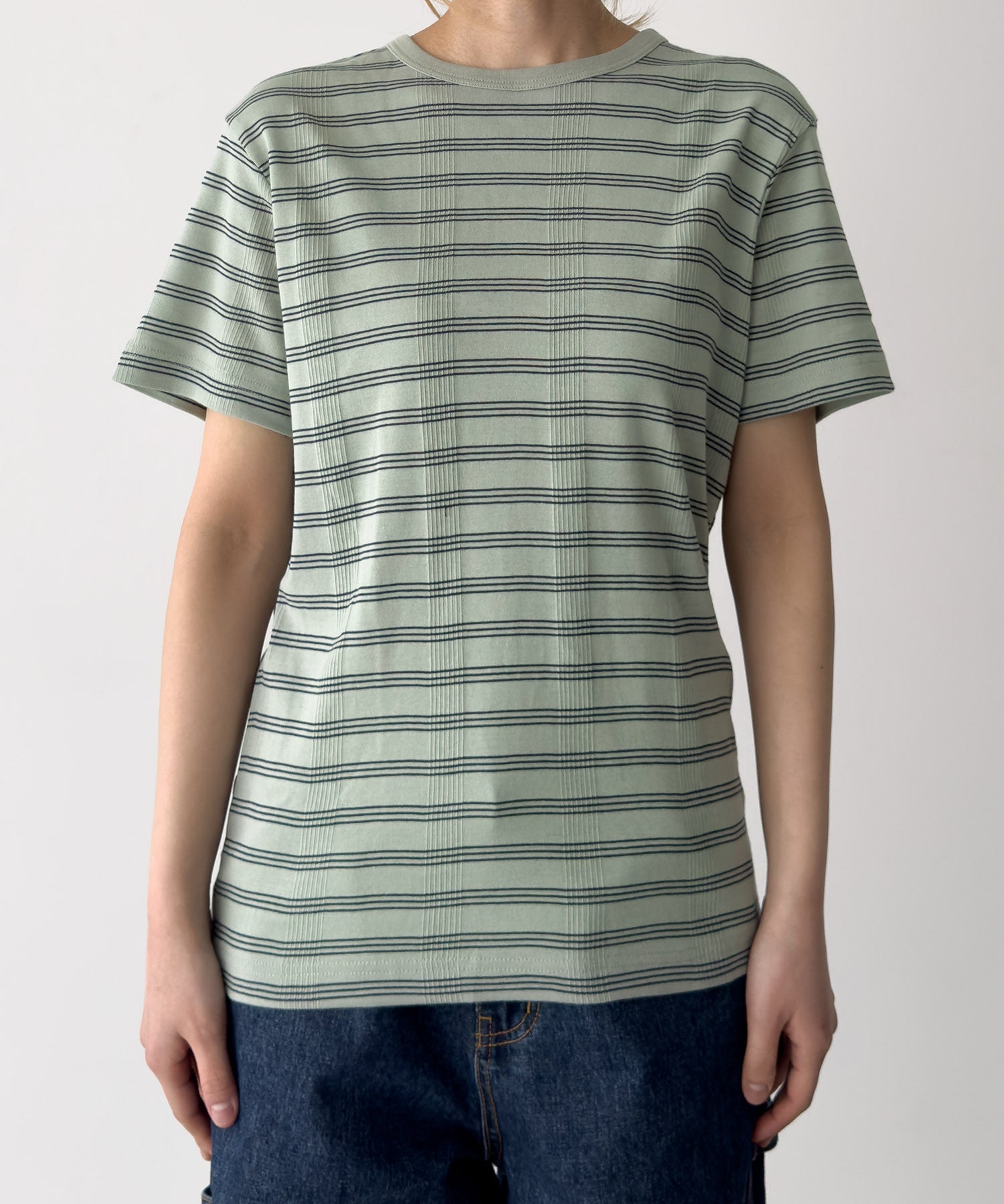 パネルリブクルーネックTシャツ