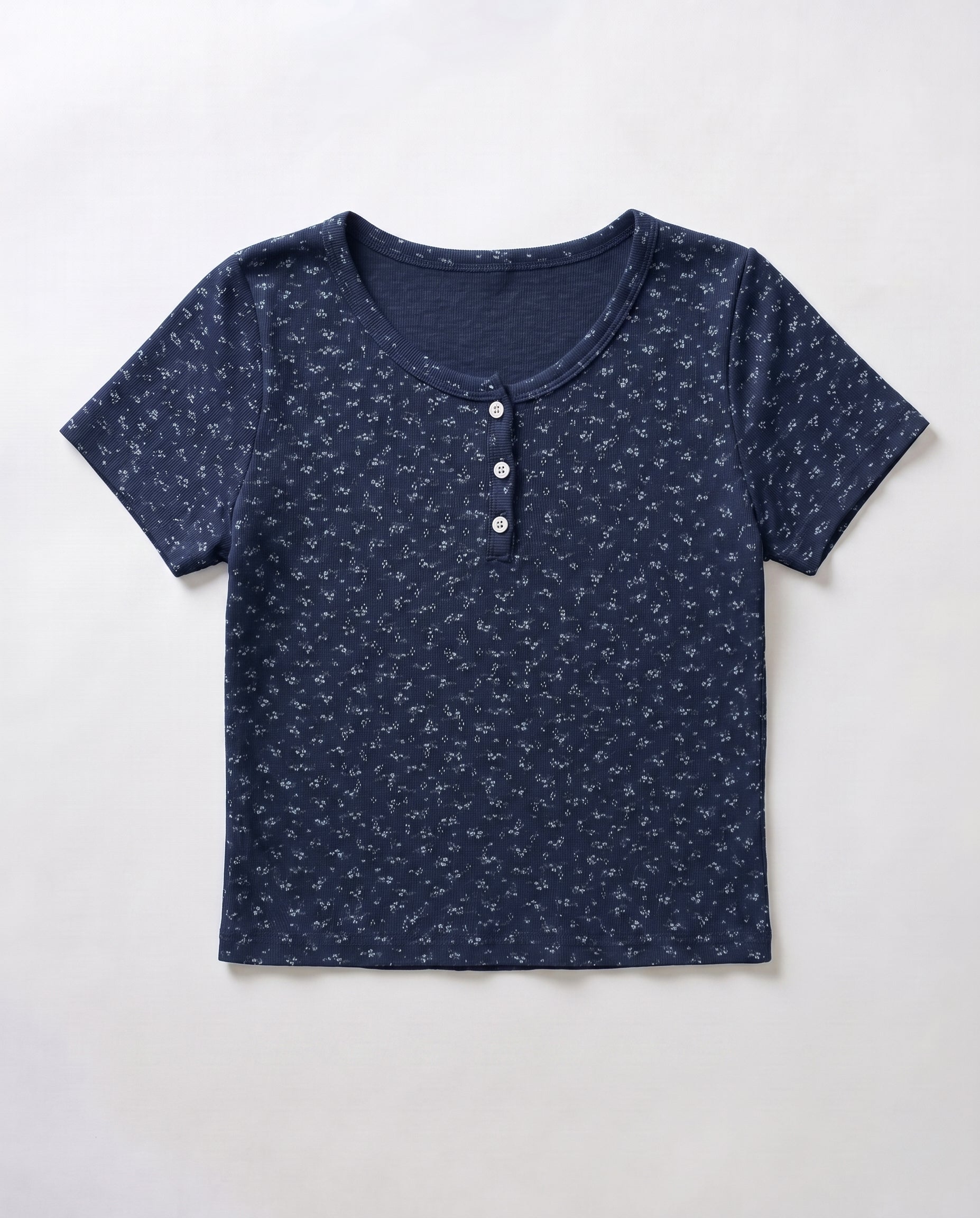 小花ヘンリーTシャツ