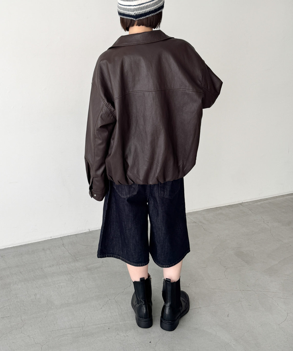 フェイクレザーZIPアップブルゾン
