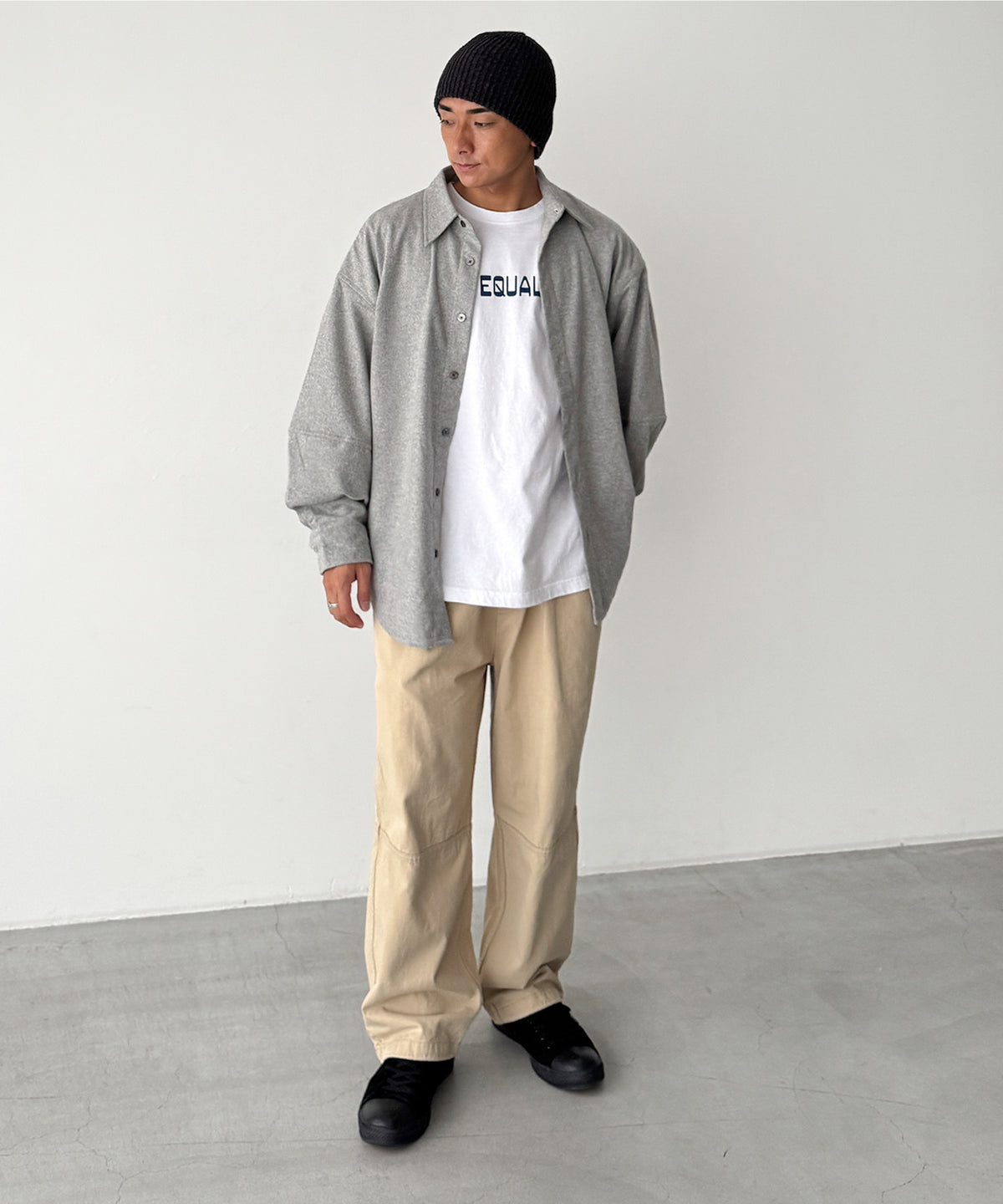カシミヤ混オーバーシャツ