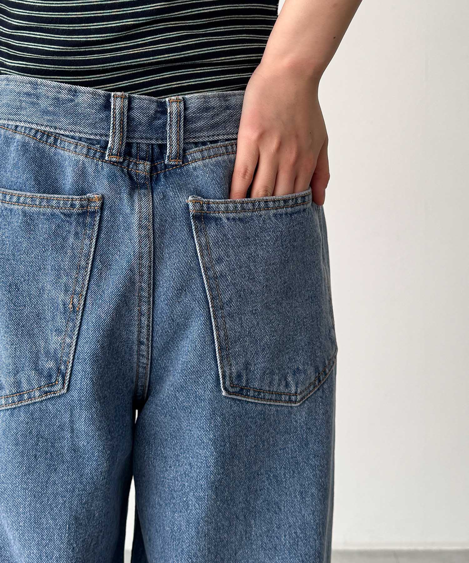 ウエストロールデニムパンツ