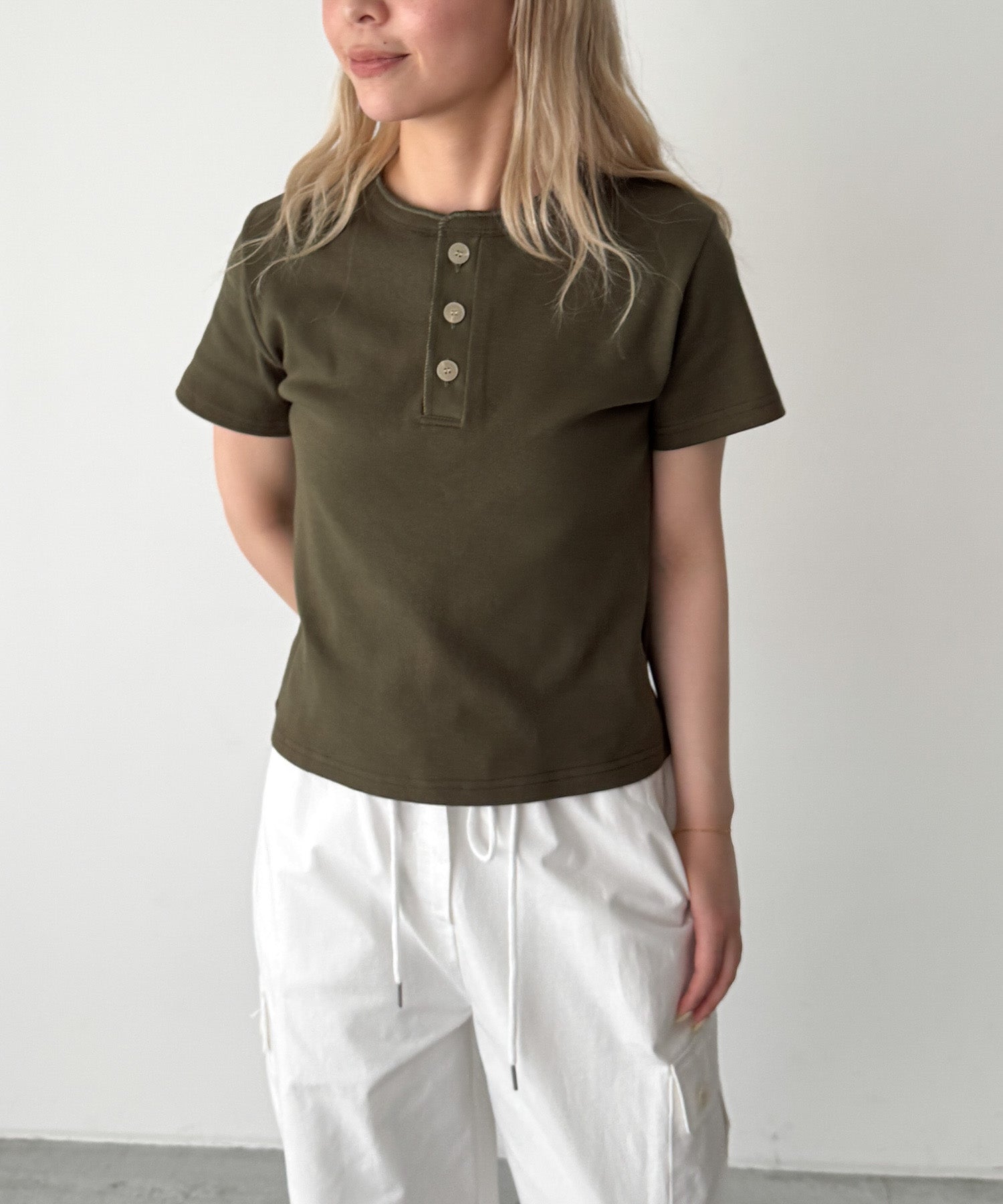 ヴィンテージコットンヘンリー半袖Tシャツ
