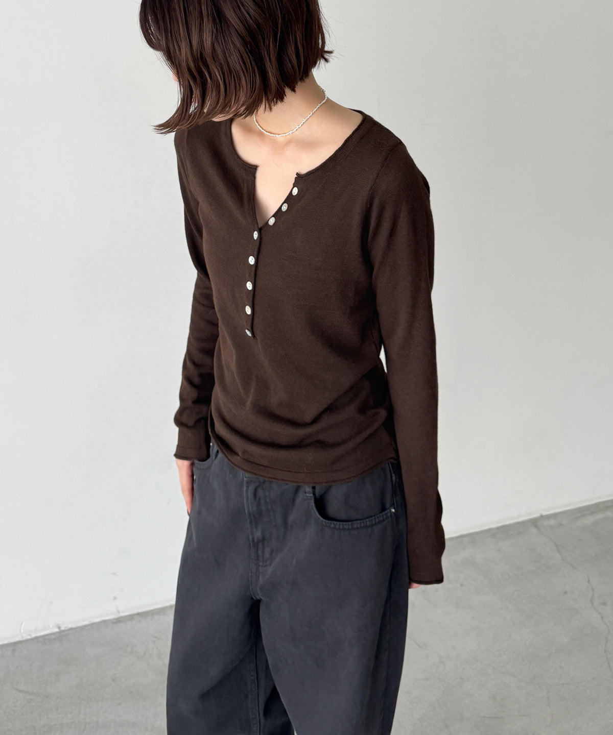 シルク混スキッパーニット
