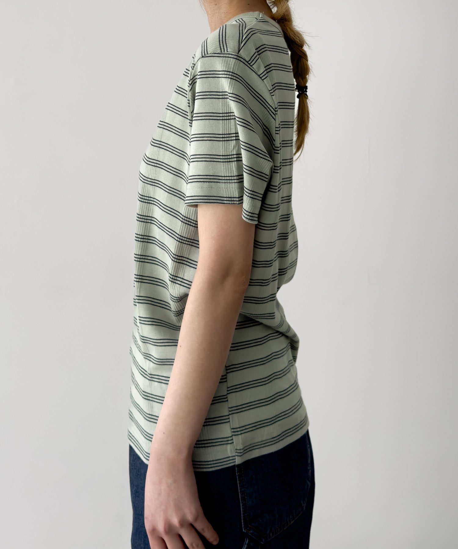 パネルリブクルーネックTシャツ
