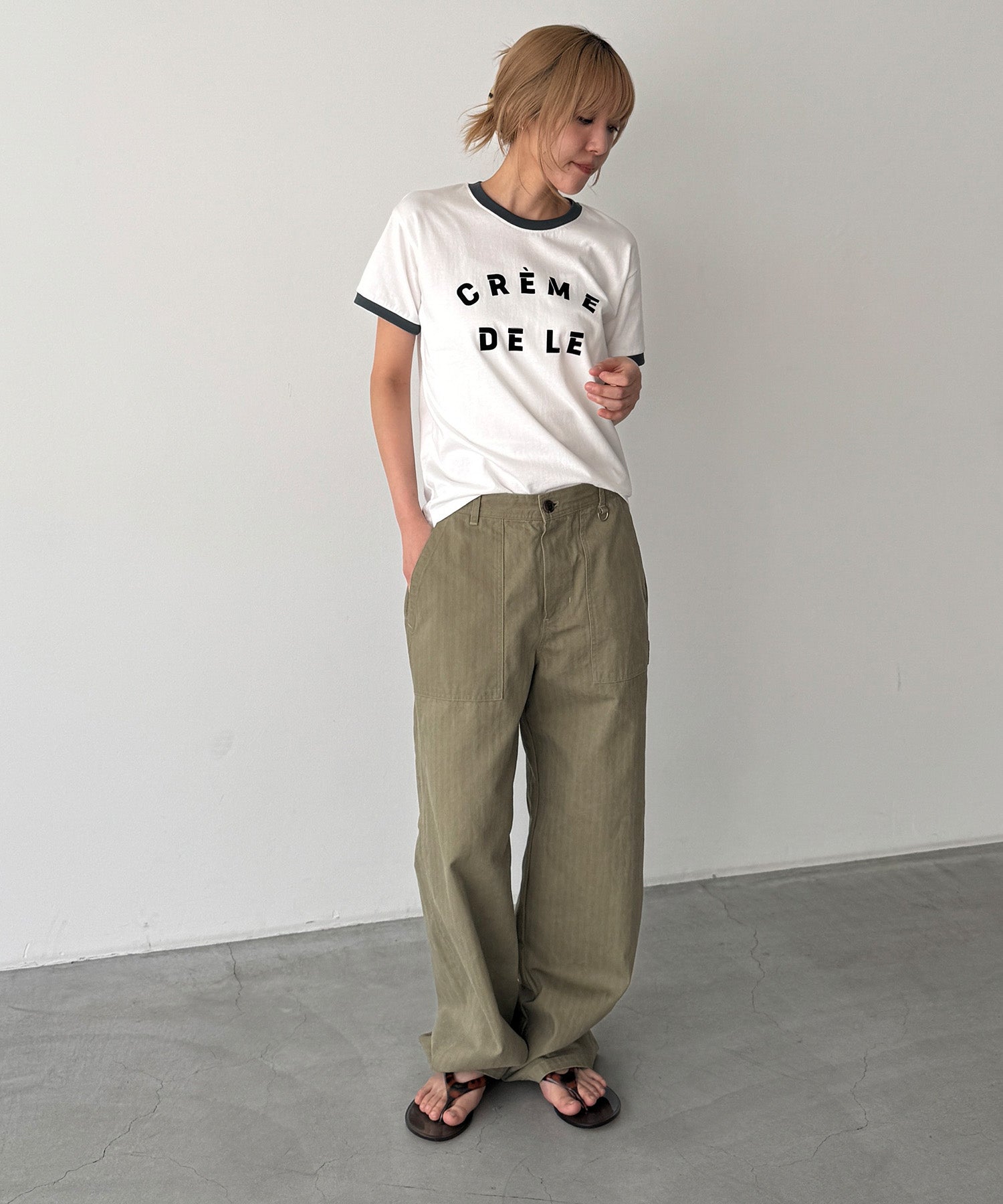 "CREME DELE"リンガーTシャツ