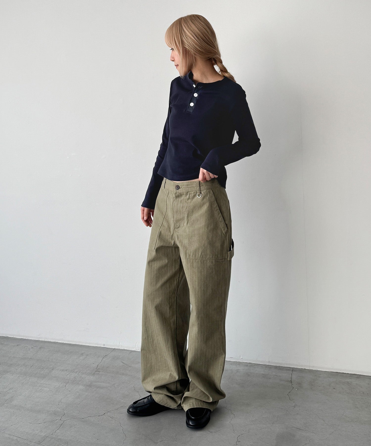 ヴィンテージコットンヘンリーロングTシャツ