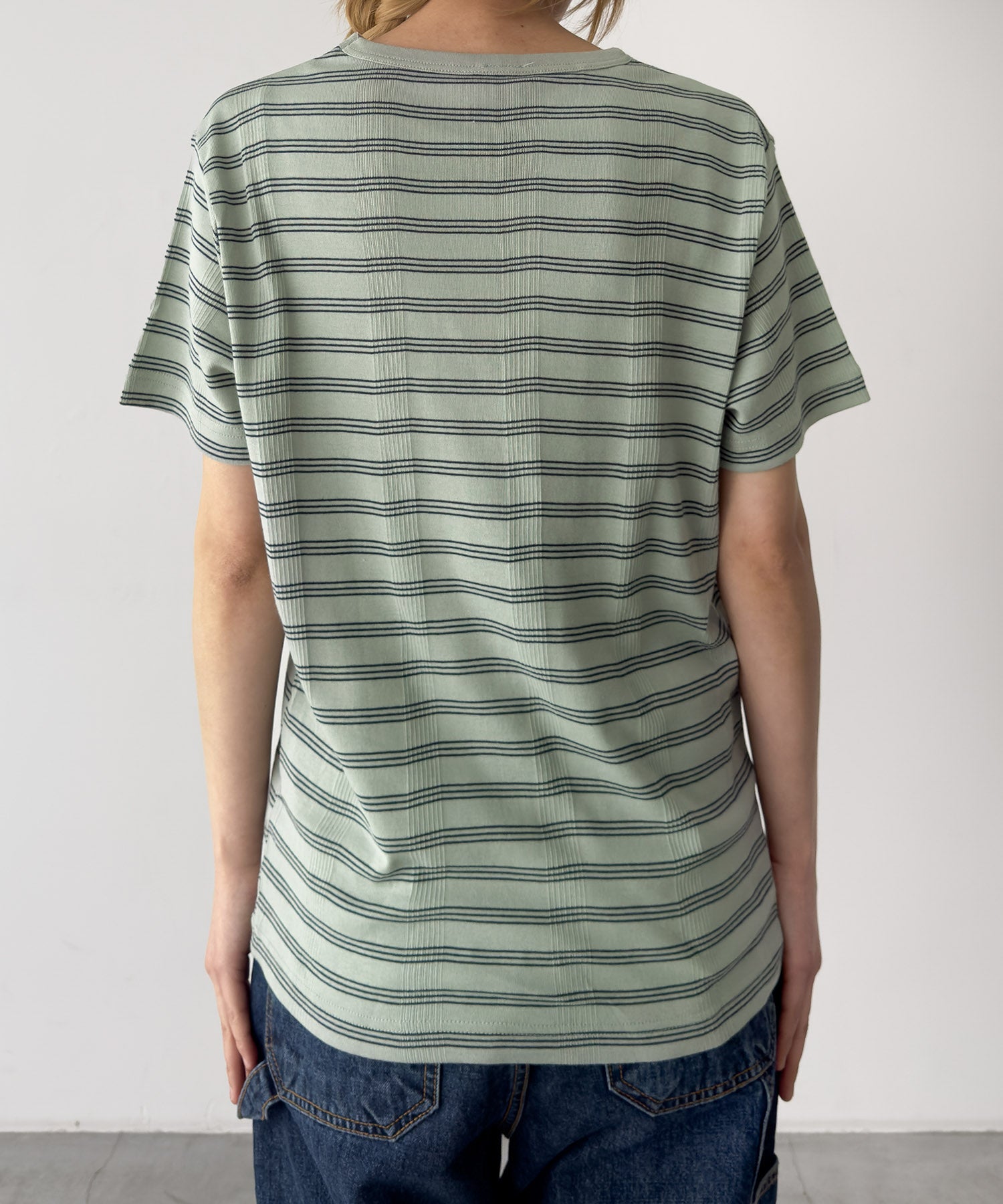 パネルリブクルーネックTシャツ