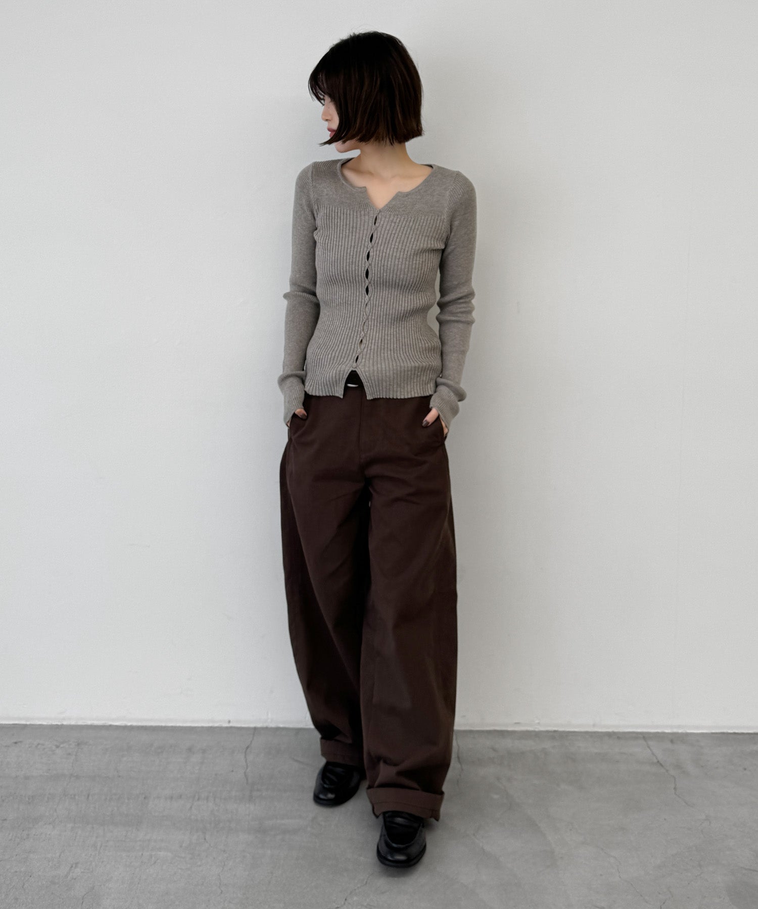 リブスキッパーニットカーディガン