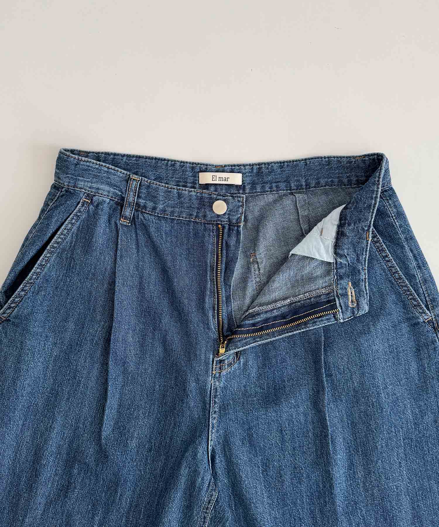 タックデニムハーフパンツ