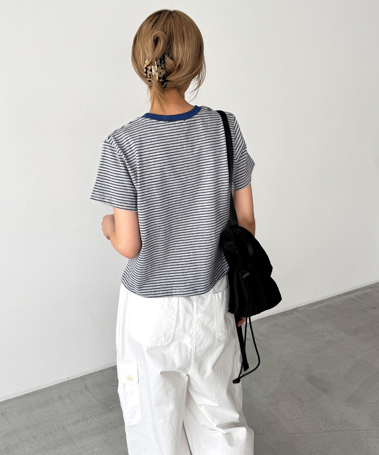 細ボーダーリンガーコンパクトTシャツ
