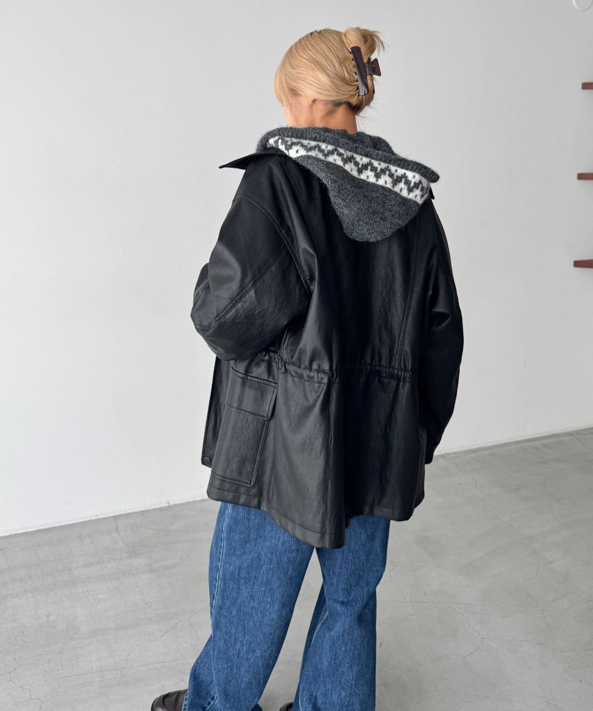 ノルディック柄ヘアリーニットZIPパーカー