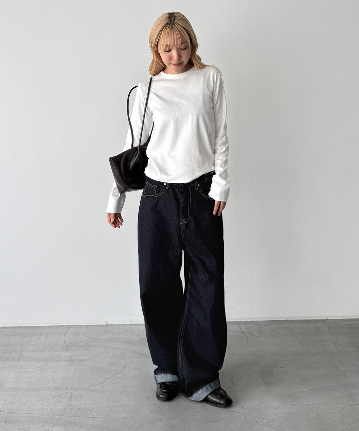 コットンストレッチロングTシャツ