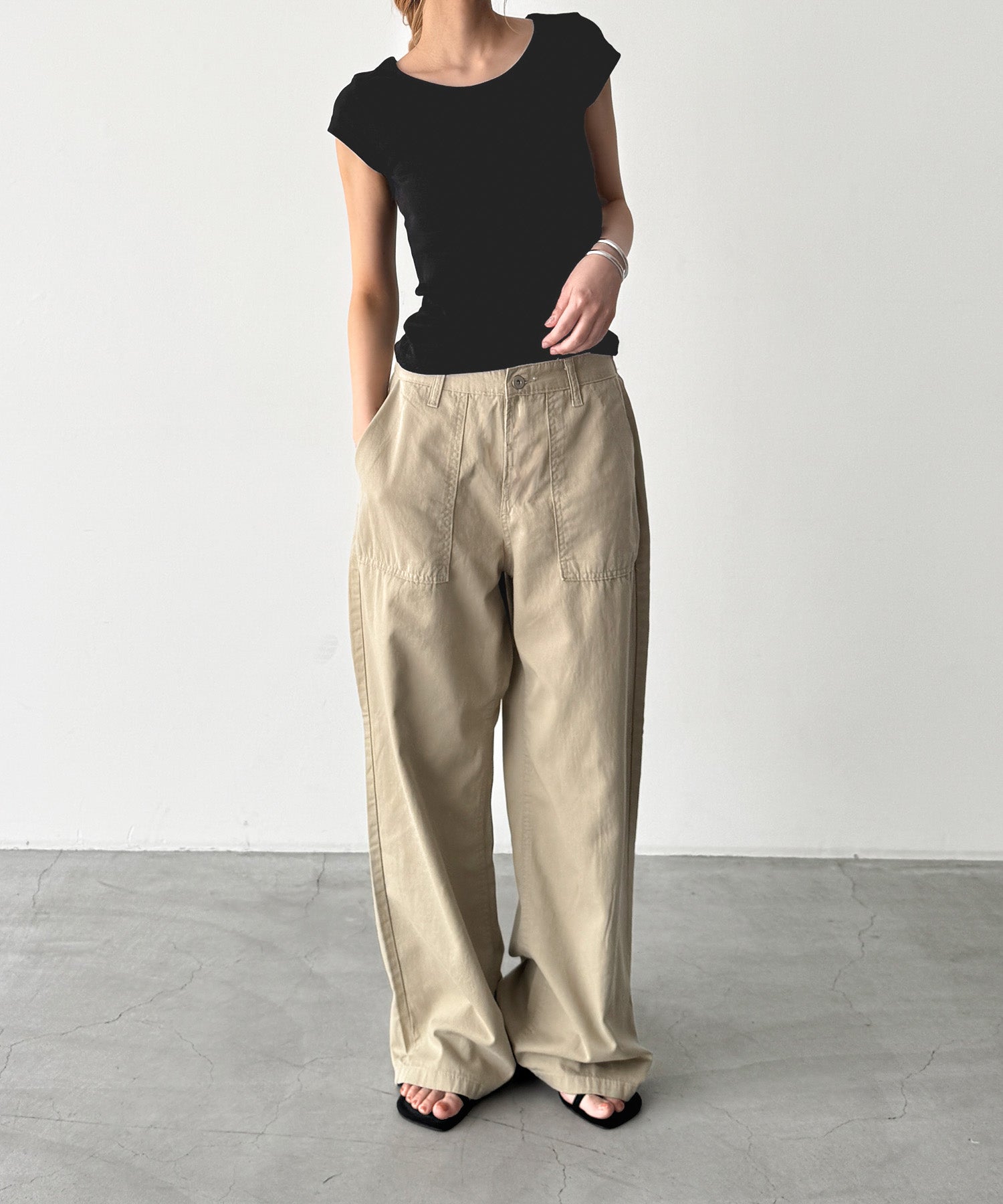 BASICラウンドCAPスリーブTシャツ