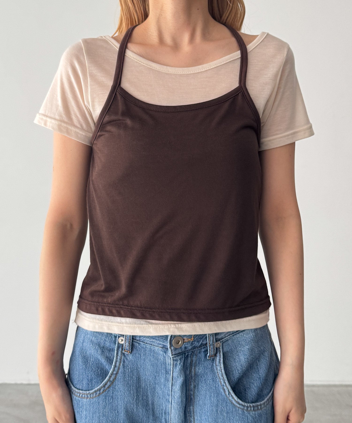 レイヤードホルターTシャツ