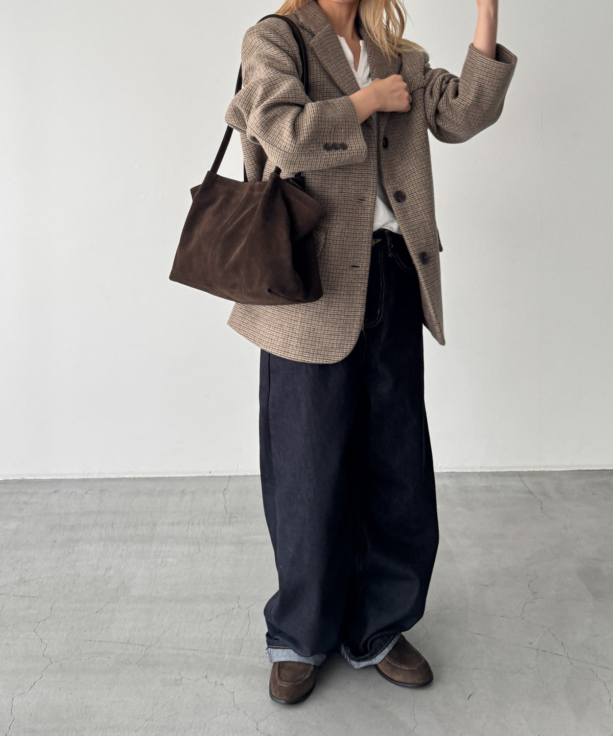 スウェードロングショルダーバッグ