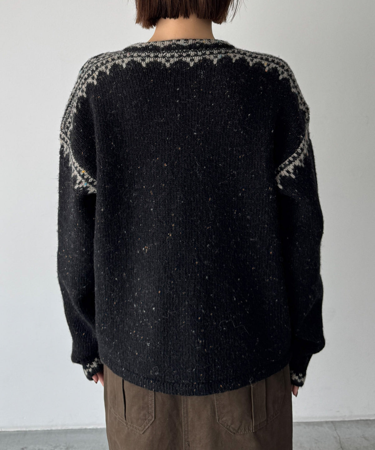 刺繍トリムニットカーディガン
